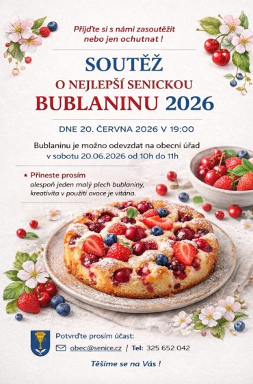SOUTĚŽ O NEJLEPŠÍ SENICKOU BUBLANINU