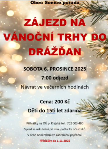 ZÁJEZD NA VÁNOČNÍ TRHY DO DRÁŽĎAN