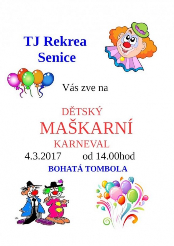 Maškarní dětský Senice od 14:00