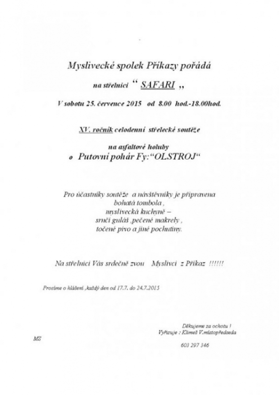 XV. ročník celodenní  střelecké soutěže
