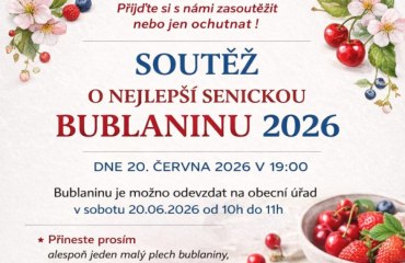SOUTĚŽ O NEJLEPŠÍ SENICKOU BUBLANINU